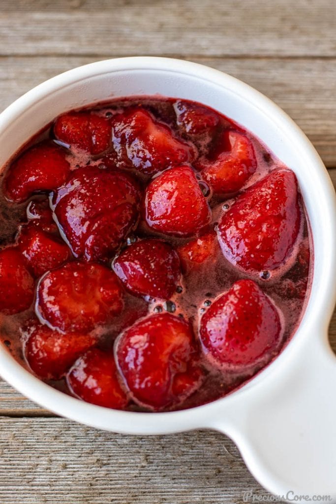 Strawberry sauce in a bowl