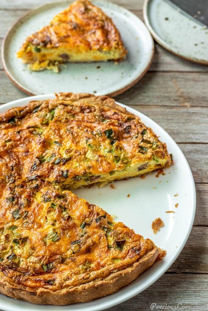 Easy Quiche on a white plate.