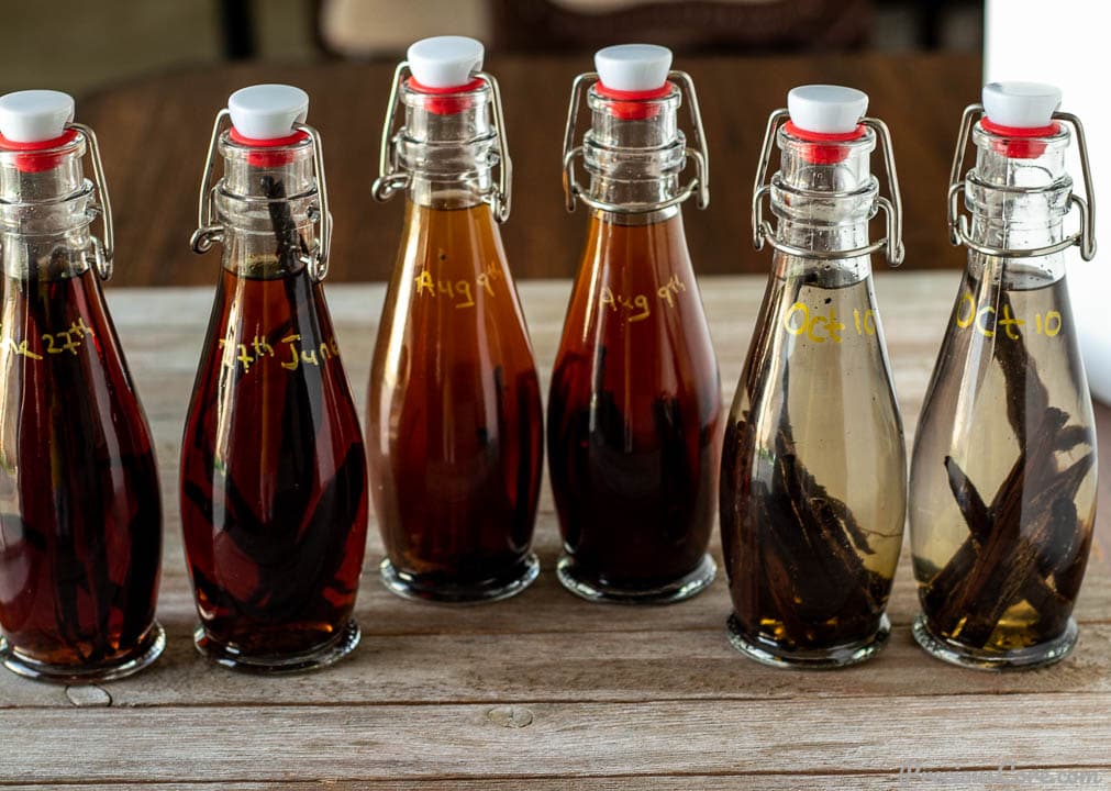 vanilla extract in various bottles