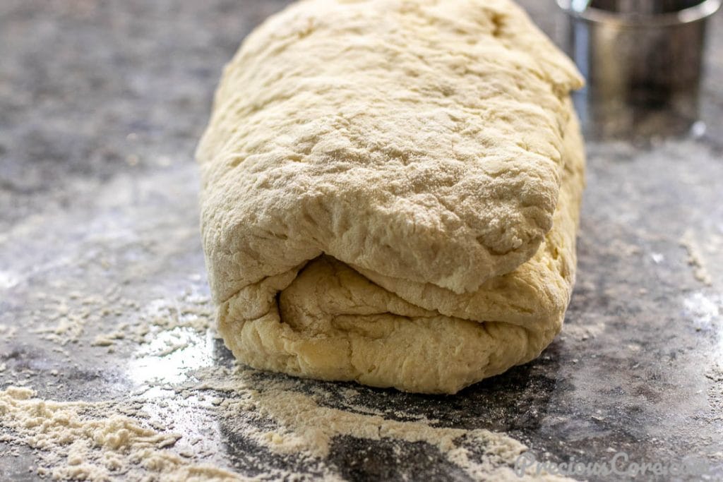 Folded biscuit dough for layers