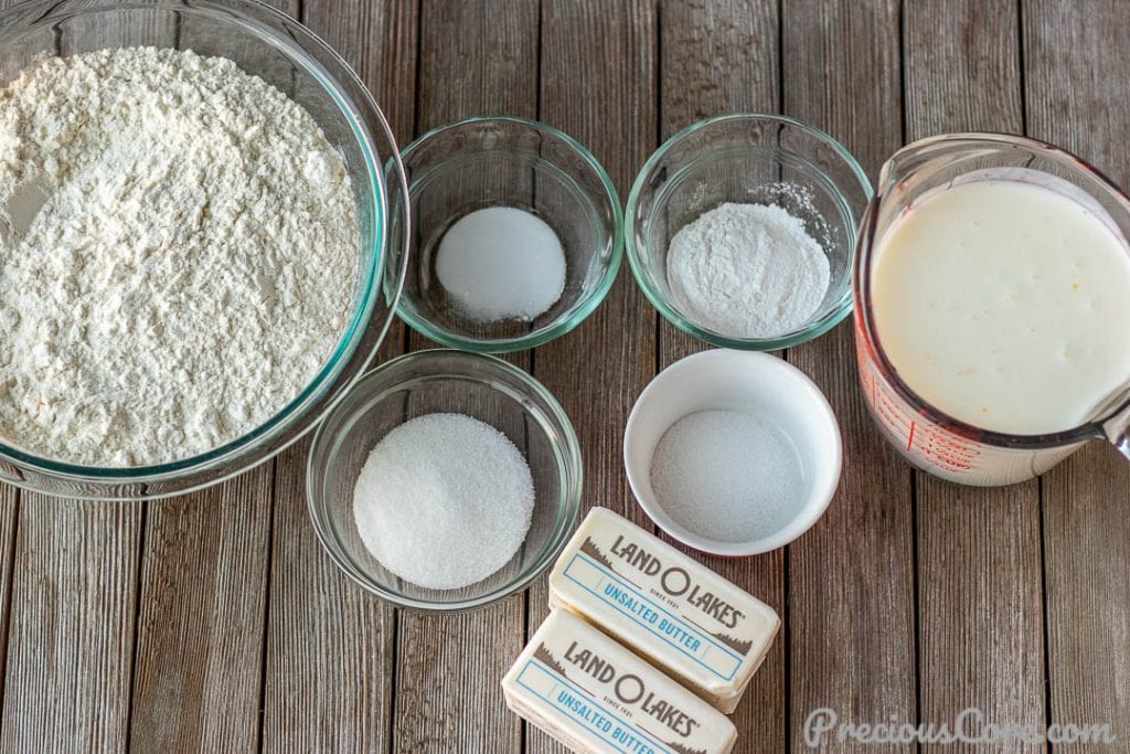 Ingredients for homemade buttermilk biscuits