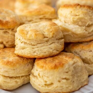 Stacked Buttermilk Biscuits on platter