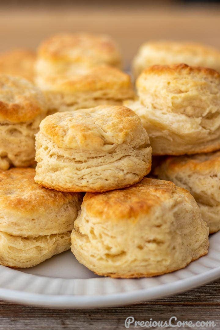 Stacked Buttermilk Biscuits on platter