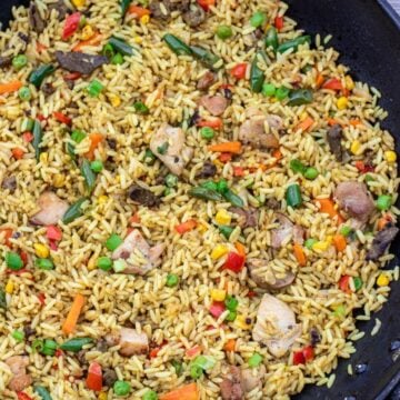 Wok filled with African Fried Rice