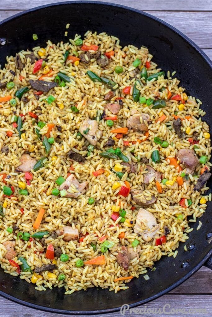 Wok filled with African Fried Rice