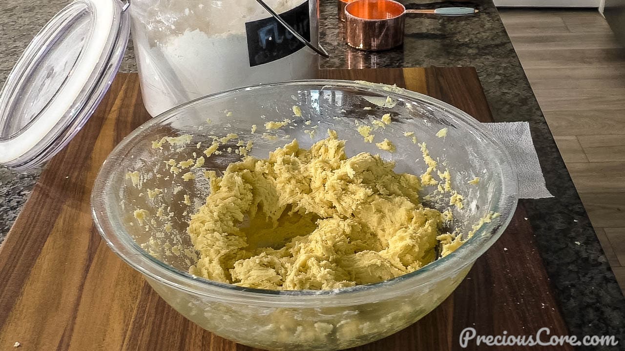 Butter cookie dough in a bowl