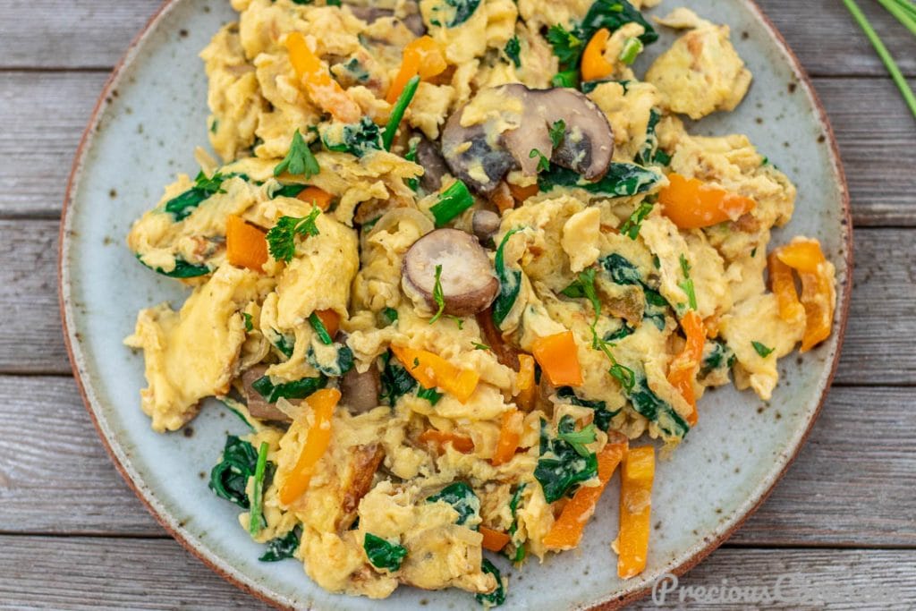 Landscape picture of scrambled eggs