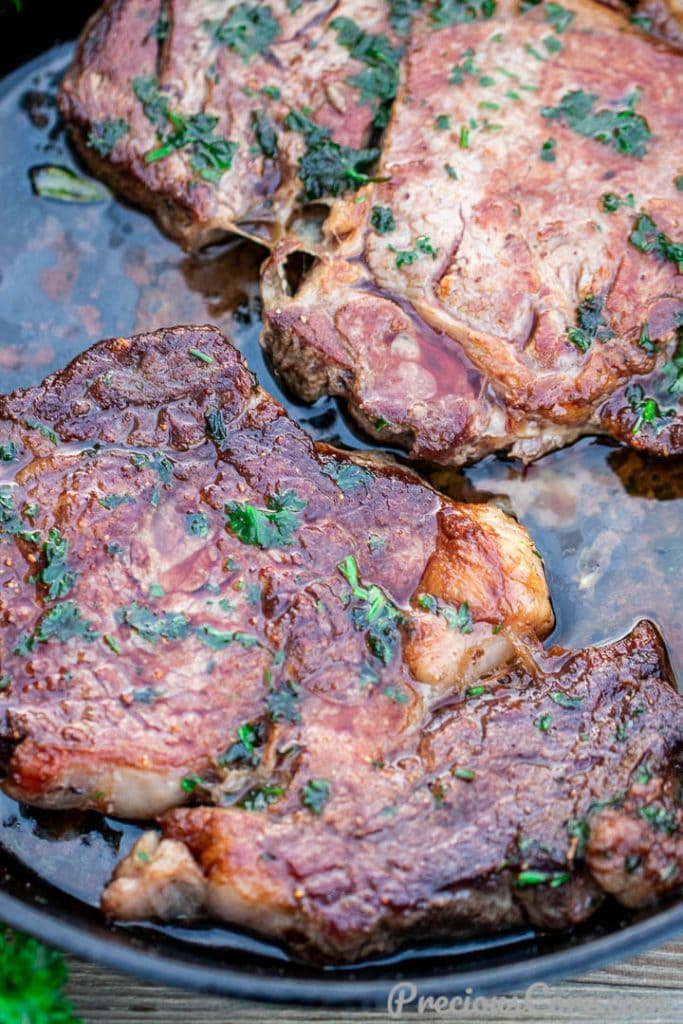 Close up of pan seared steak