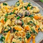 Vegetable scrambled eggs on a plate