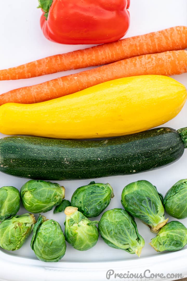 Different vegetables on a tray