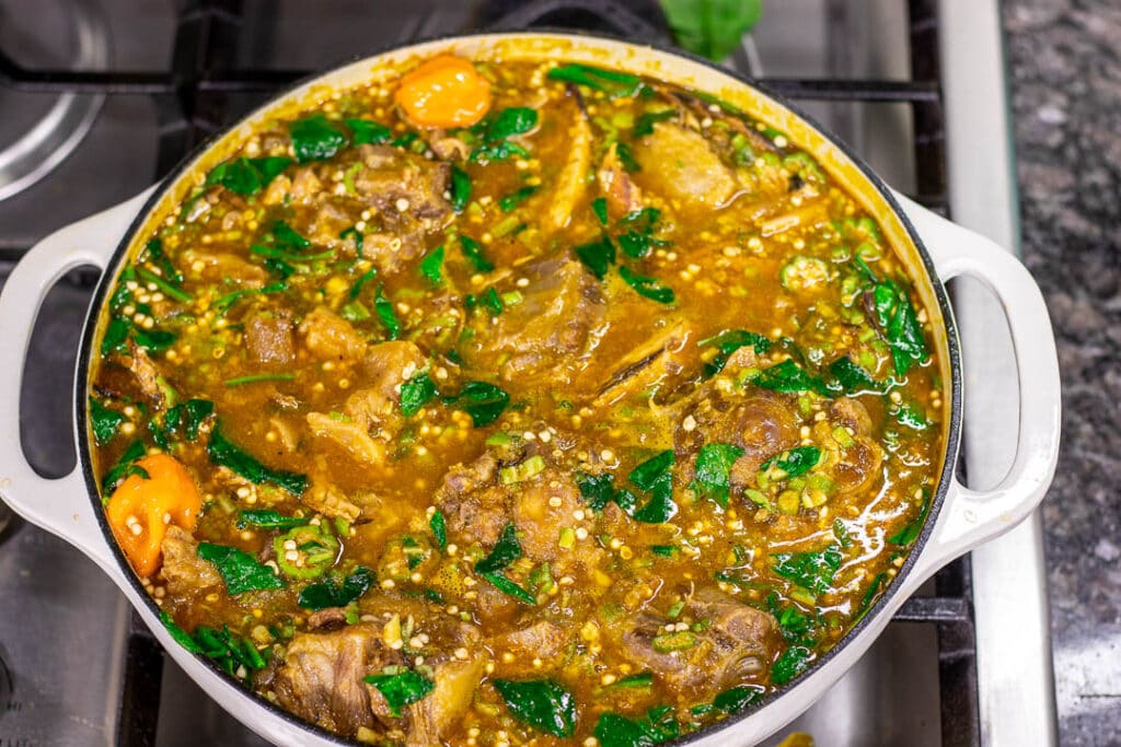 Pot of African Okra Soup