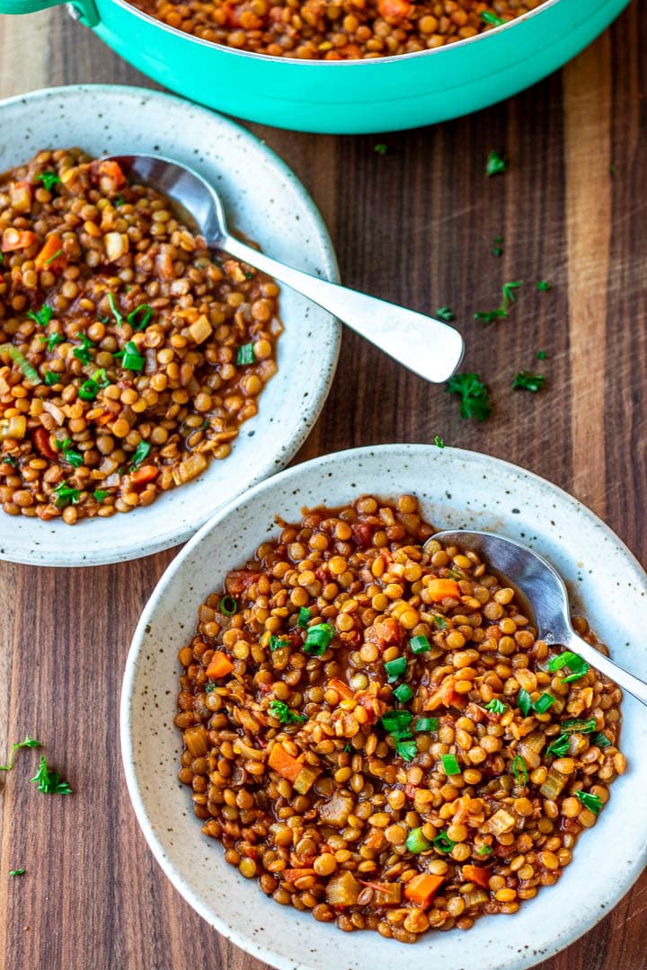 Two bowls of Lentil Stew.