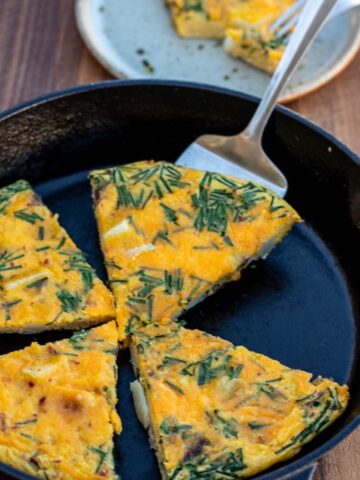 Slices of Potato Frittata in skillet