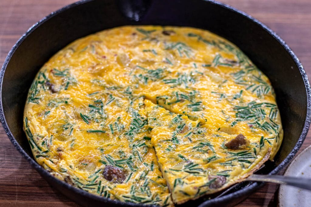 Potato Frittata in a cast iron skillet