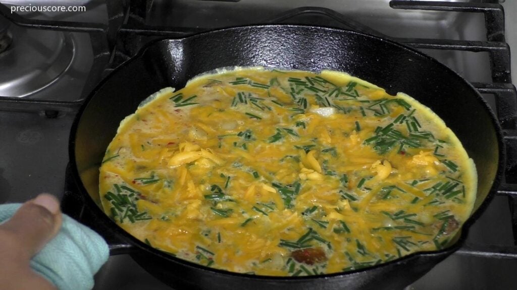 Potato Frittata Mixture in Skillet