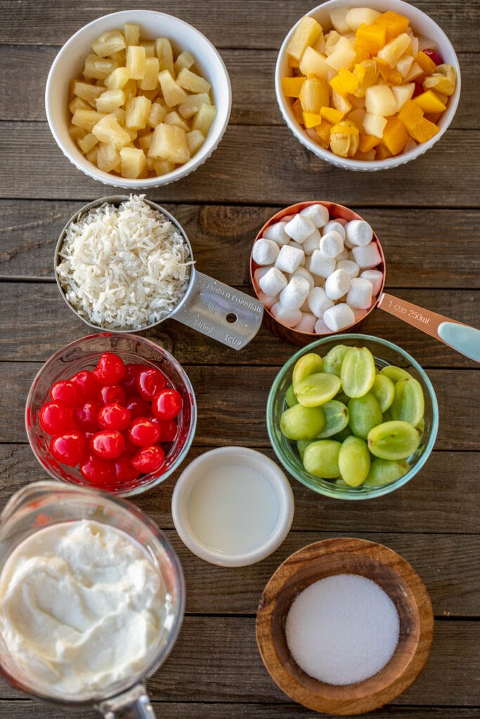 Ingredients for my favorite ambrosia salad