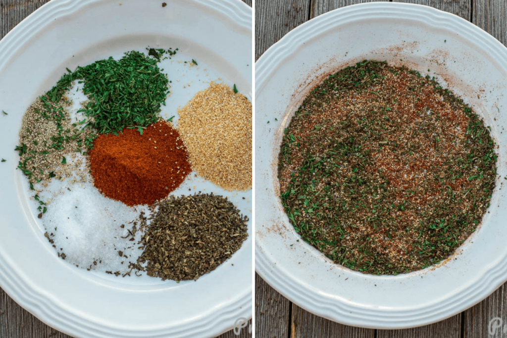 Salmon seasoning on plates