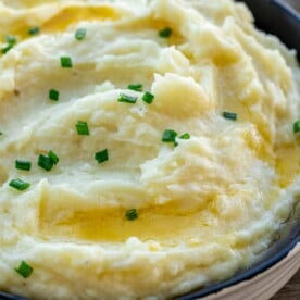 A bowl of buttermilk mashed potatoes