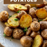 Pinterest image of roasted baby potatoes.