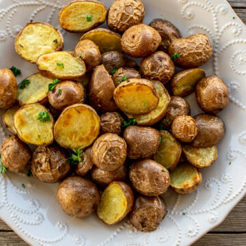 Large plate of roasted potatoes