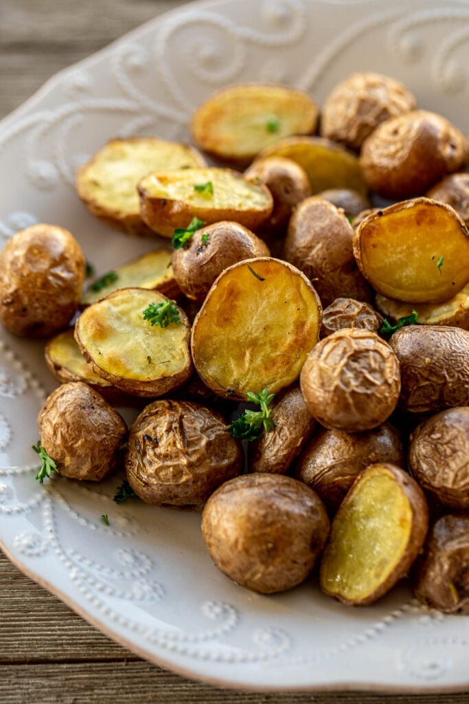 Close up of roasted potatoes