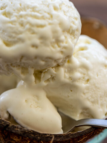 Square image of coconut ice cream
