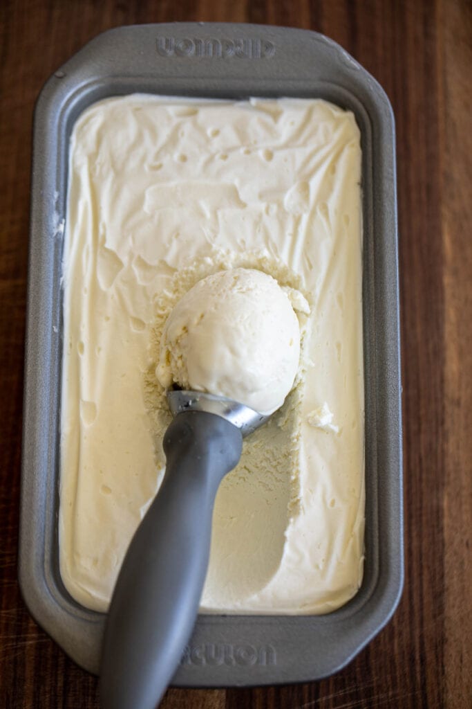 No churn coconut ice cream in a bowl