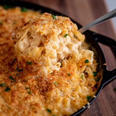 Square image of homemade mac and cheese