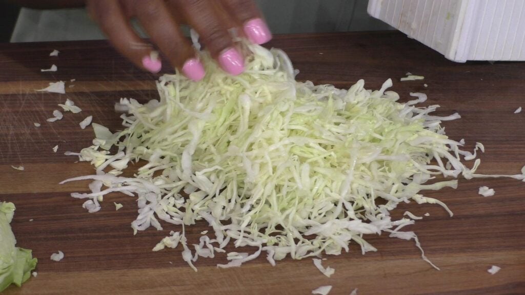 cabbage shreds from box grater