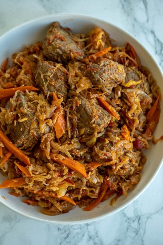 Bowl of Beef and Cabbage Stew