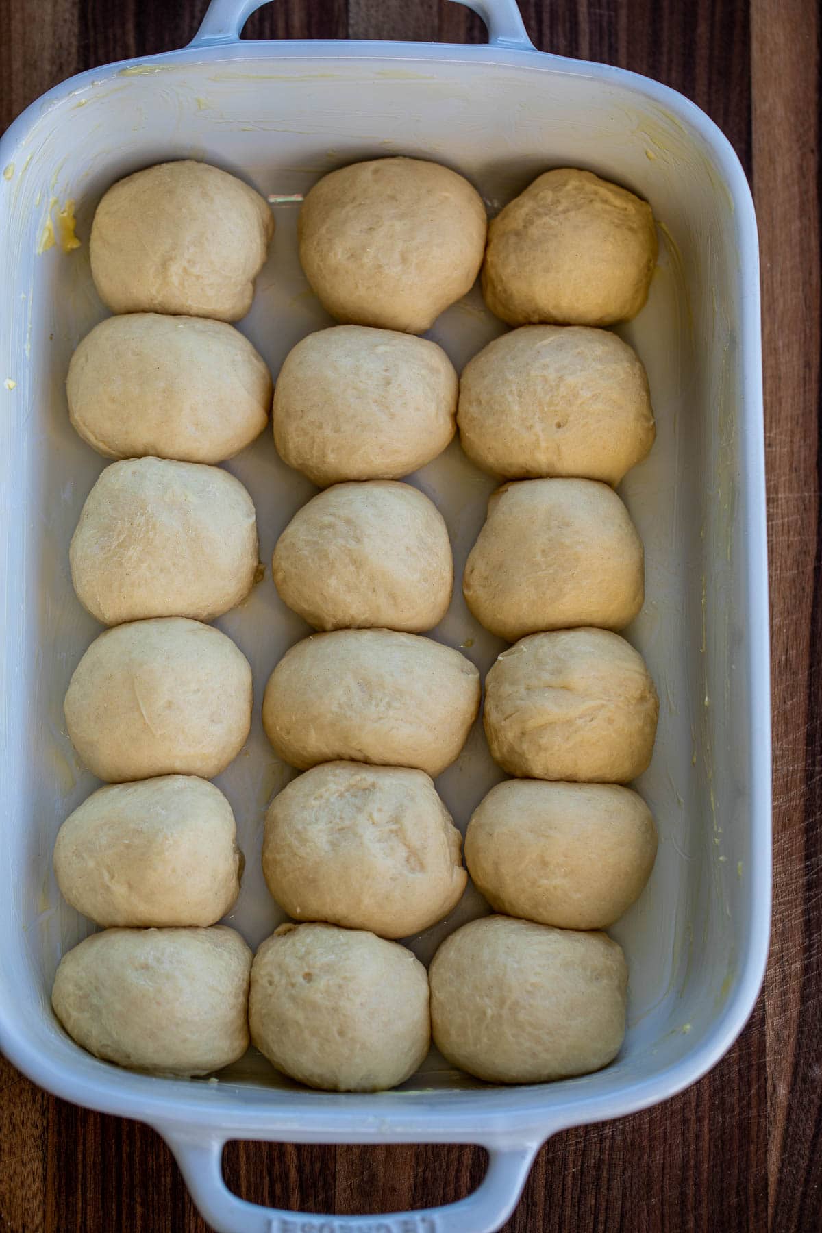Shaped dinner rolls in a bowl