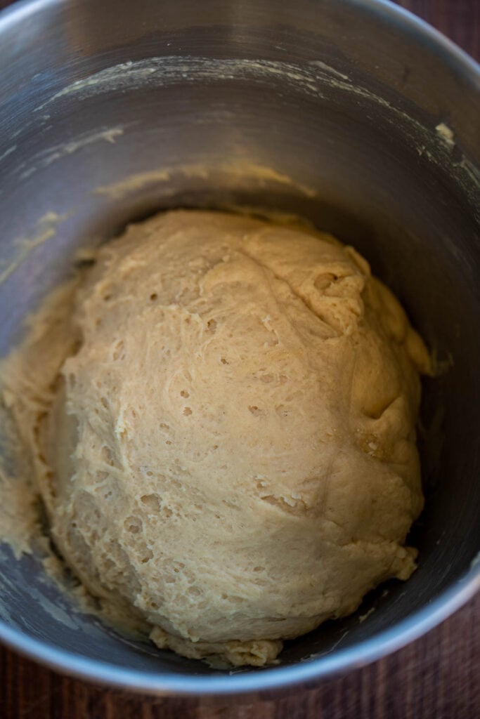 bread in mixing bowl