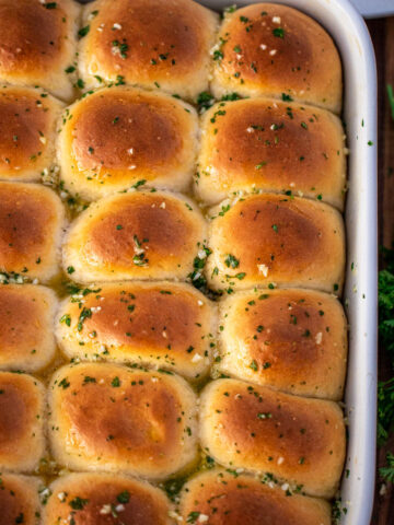 Square image of garlic butter rolls