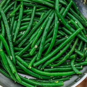 Square image of green beans.