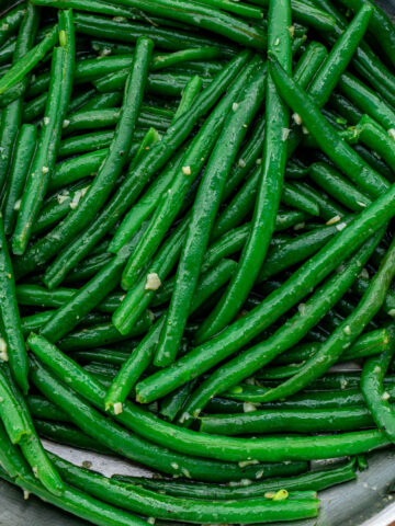 Square image of green beans.