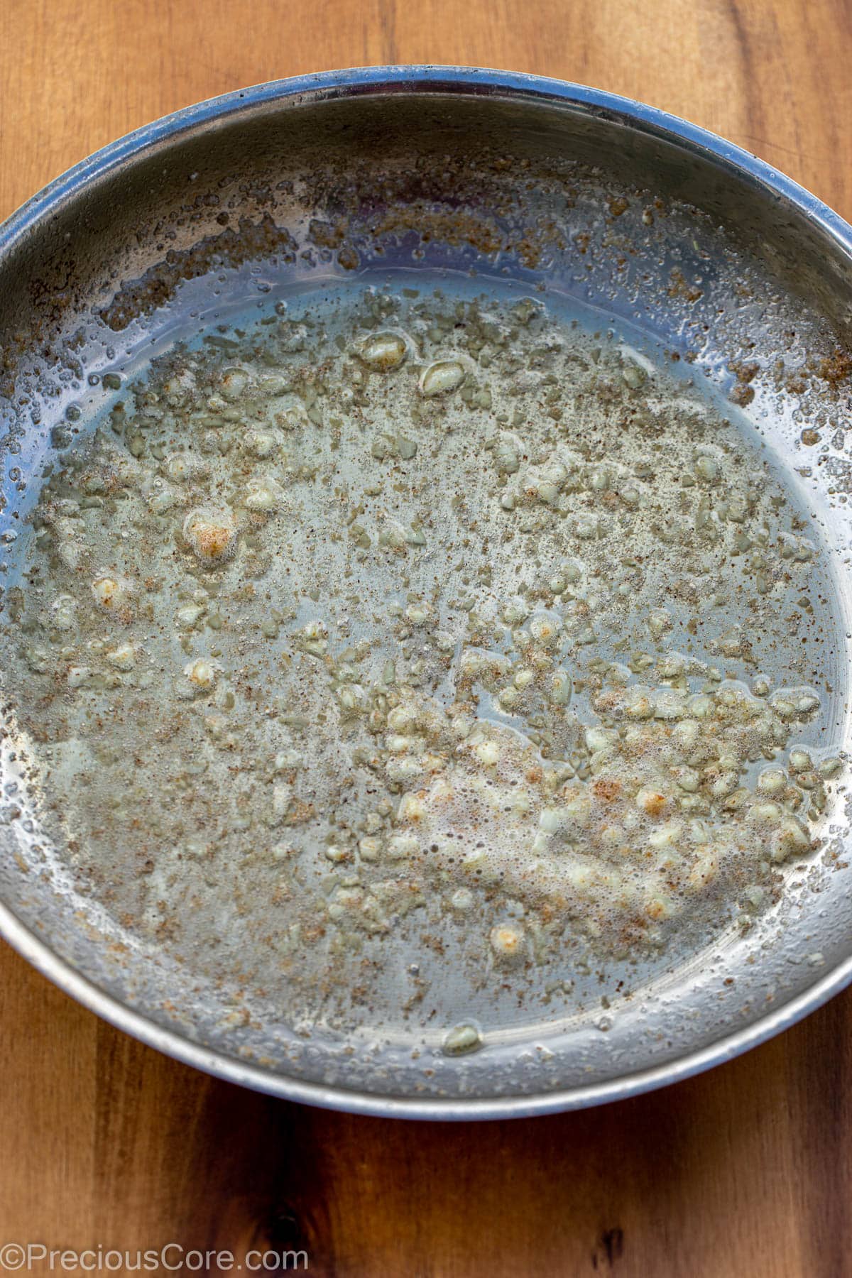 Garlic and butter in a skillet.