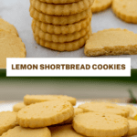 2 photos of shortbread cookies in a collage.