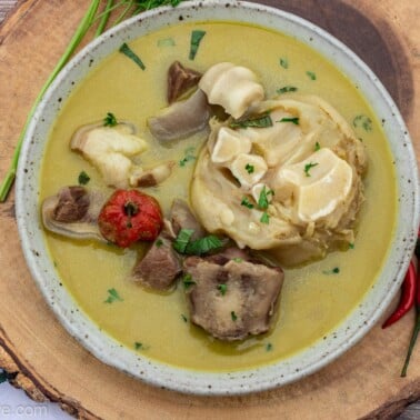 Landscape shot of pepper soup.