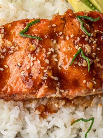 Square image of Pan Fried Teriyaki Salmon.