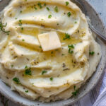 Square image of rosemary garlic mashed potatoes.