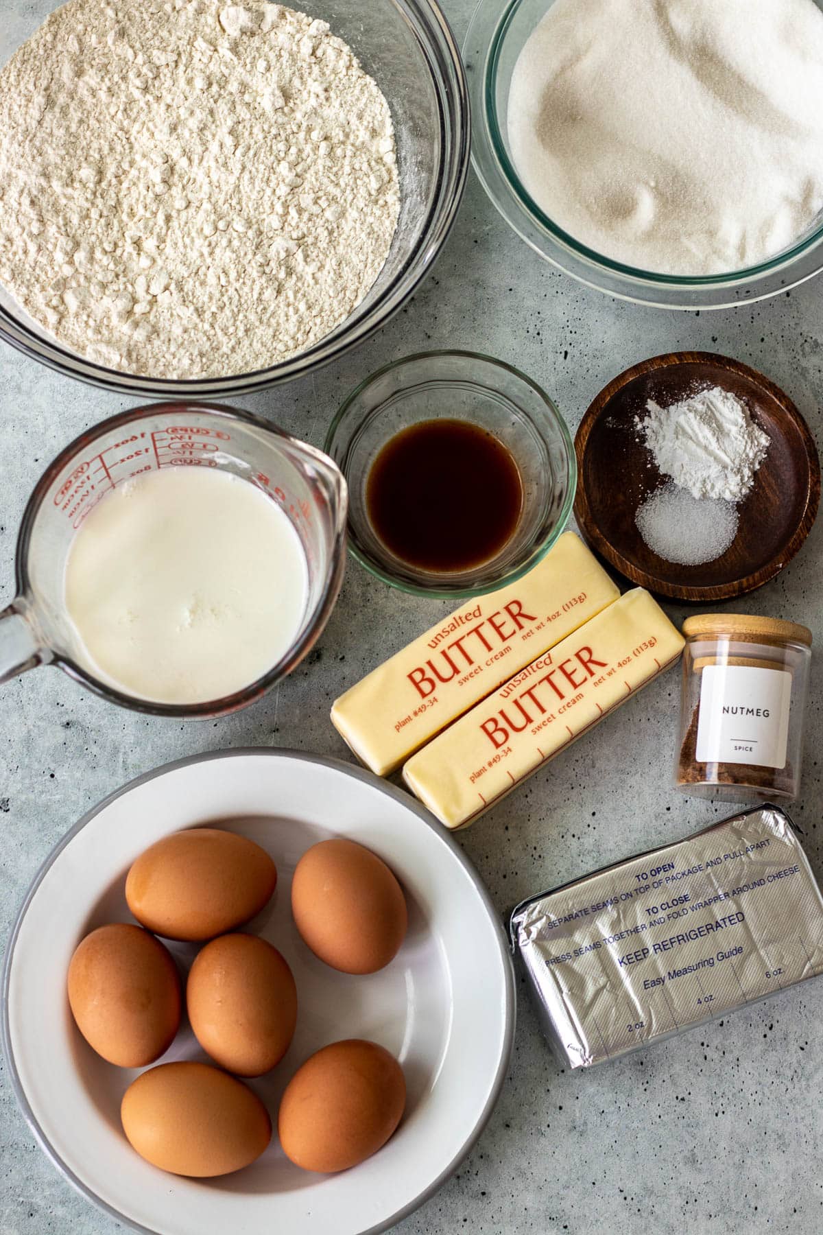 Ingredients for Pineapple Upside Down Pound Cake Batter.