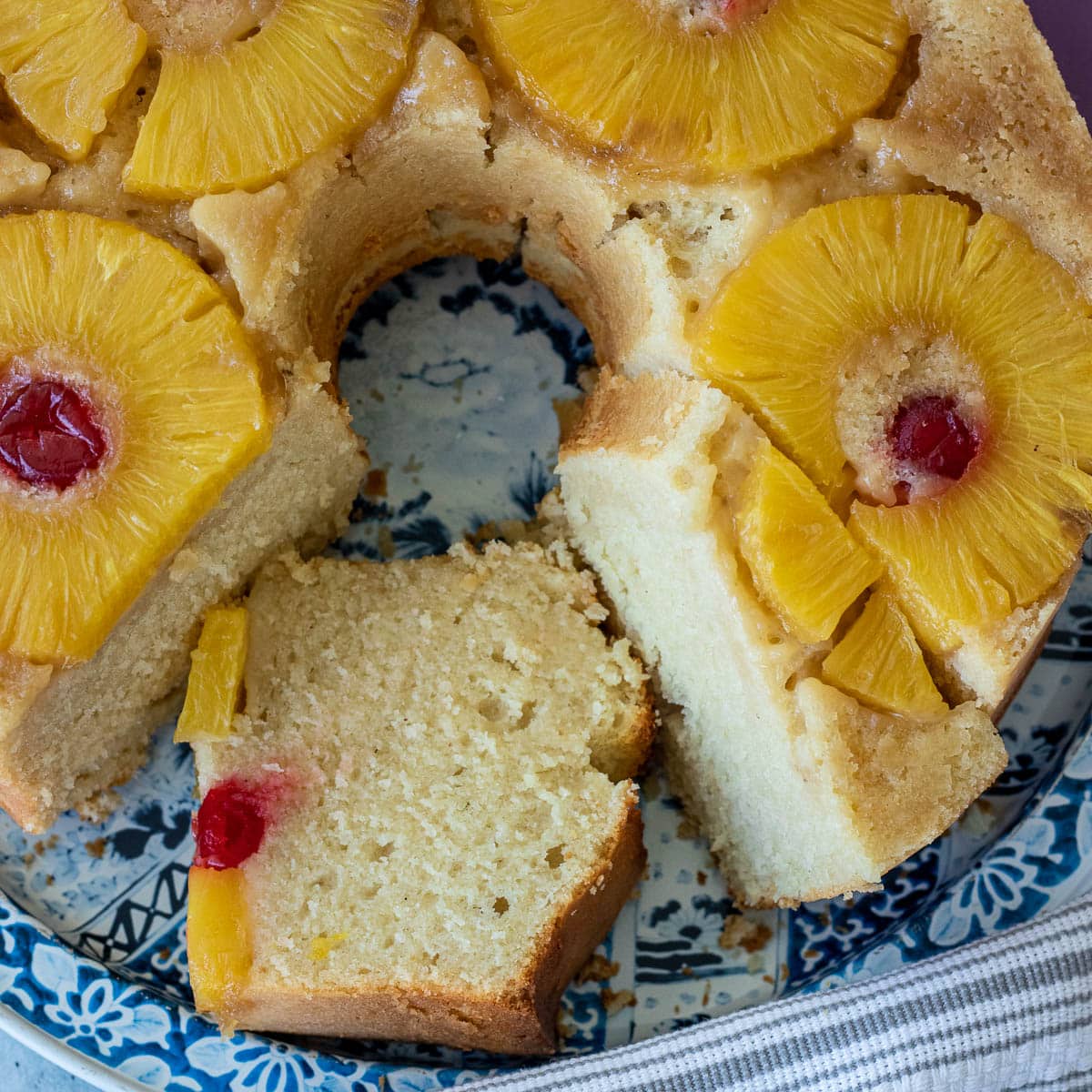 Square image of Pineapple Upside Down Pound Cake.