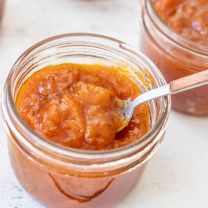 Jar of apricot preserves.