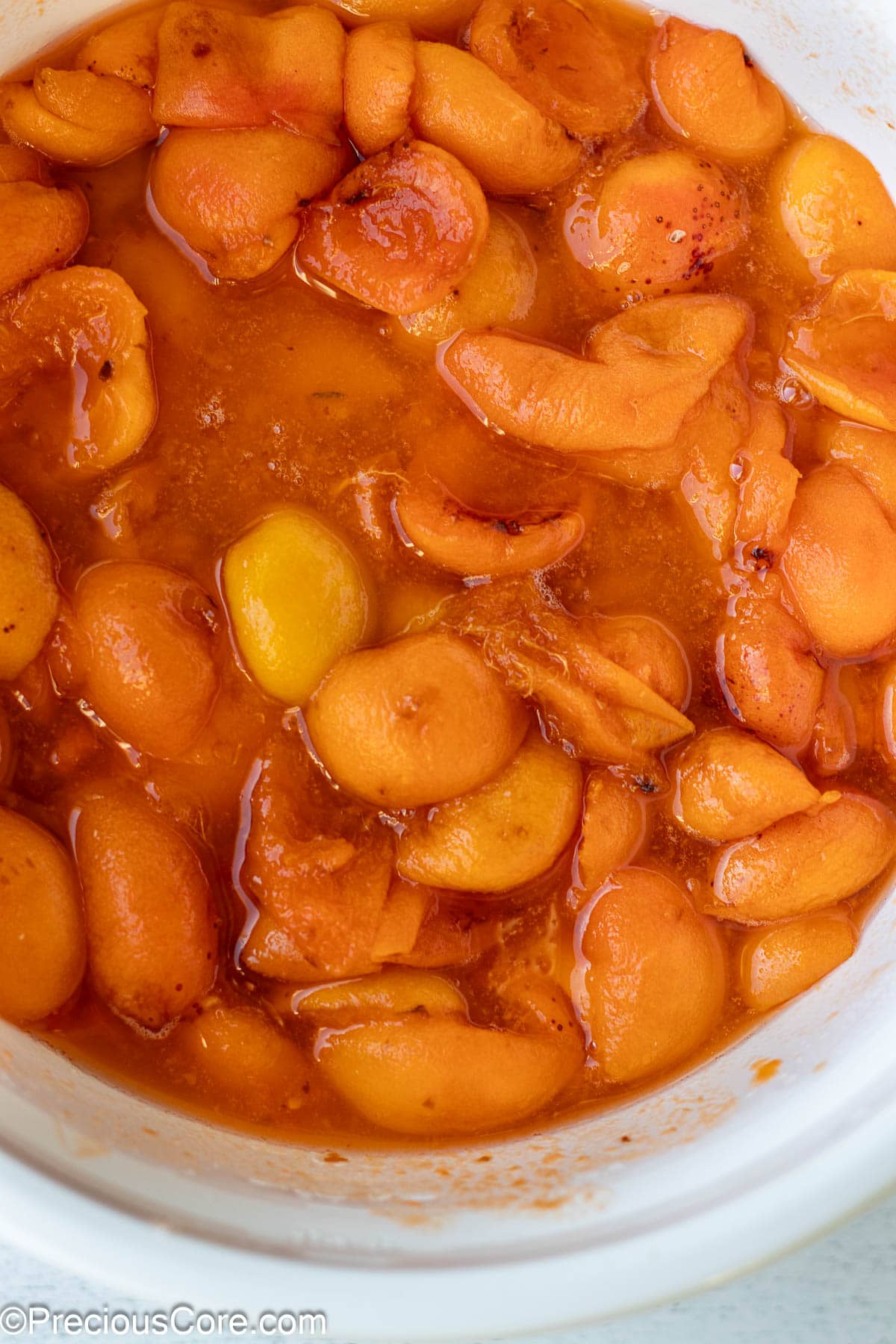 Liquidy fruits, after sitting in lemon juice and sugar.