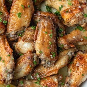 Garlic Butter Wings in a white dish.