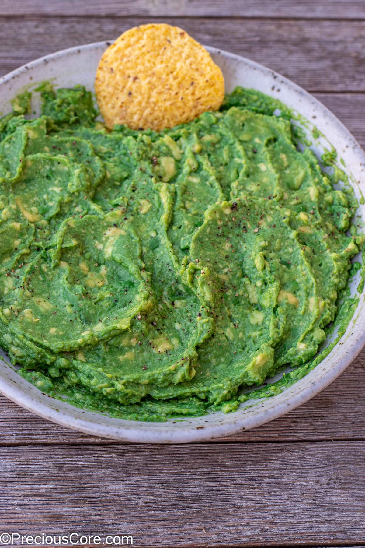 4 ingredient guacamole recipe in a bowl.