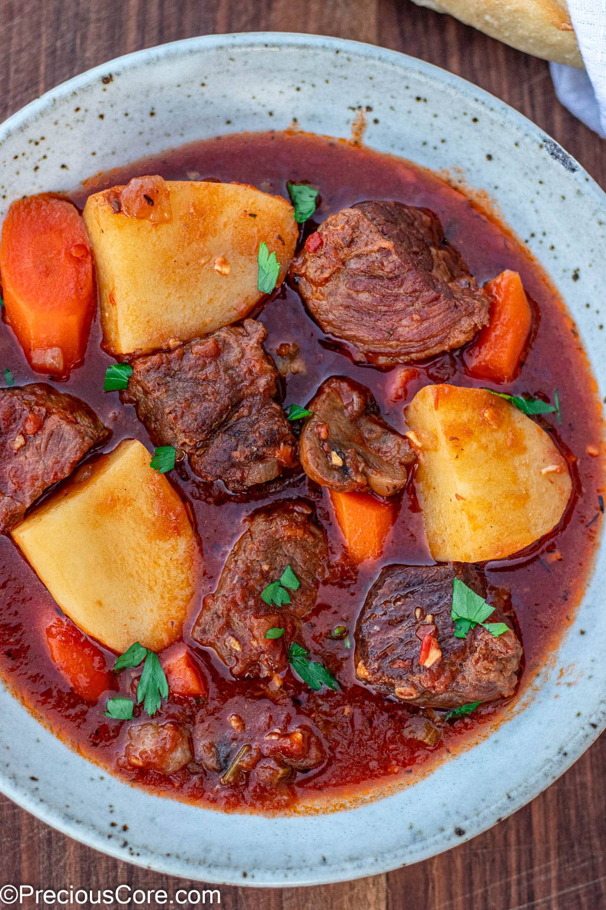 Beef Stew Without Wine in a bowl.