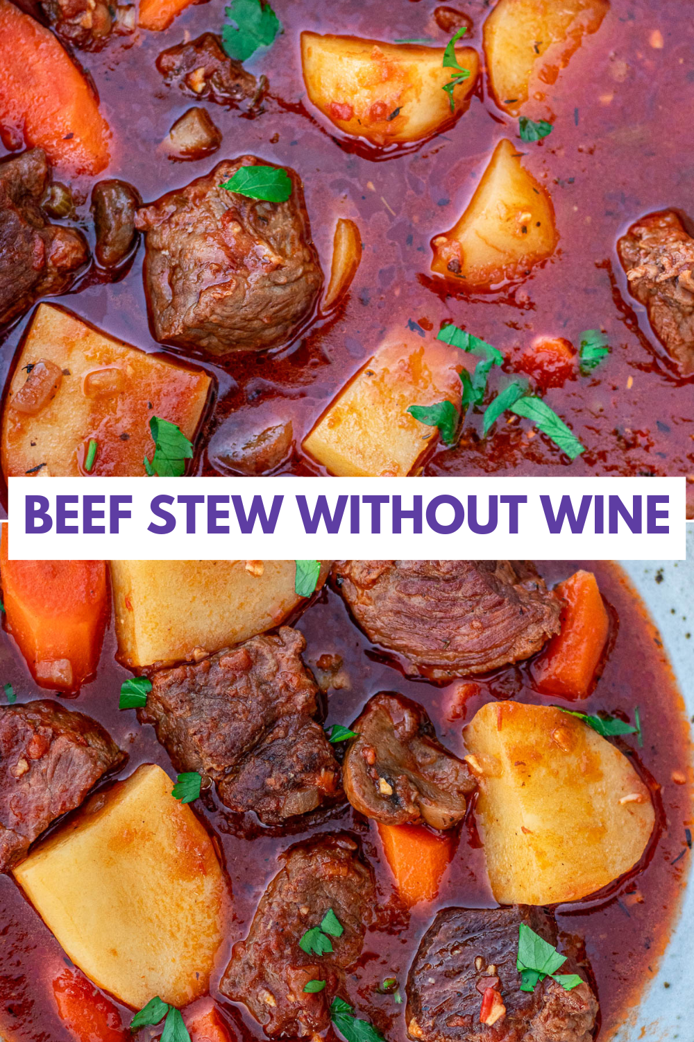 Beef Stew Without Wine in a collage.