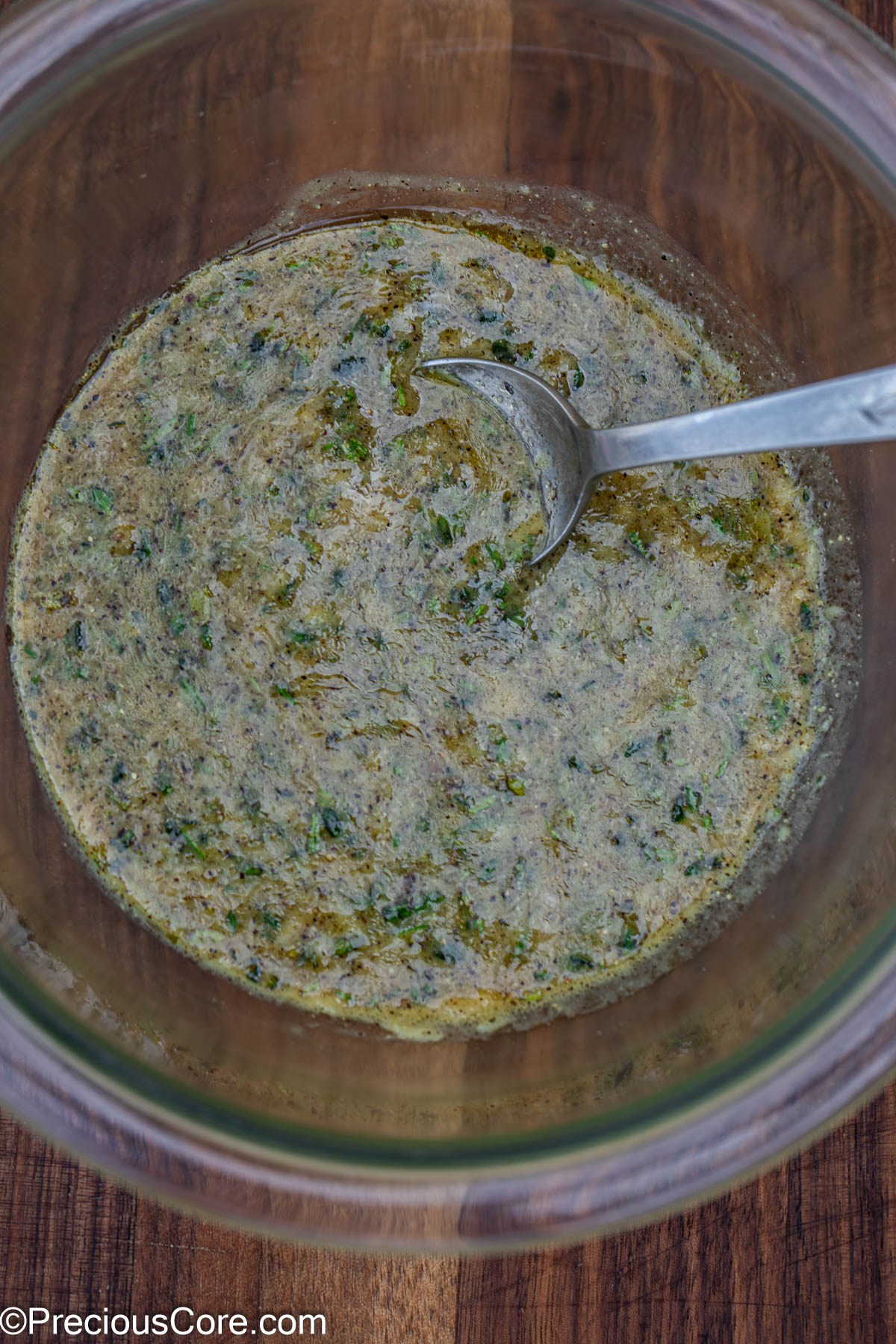 Marinade in a mixing bowl.