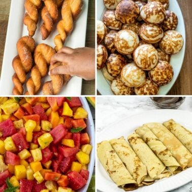 Square image of 4 African breakfast food recipes.